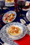 Hermia Laleli Juego de Cena de Porcelana 18 Piezas Blanco y Azul